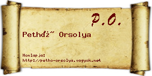 Pethő Orsolya névjegykártya